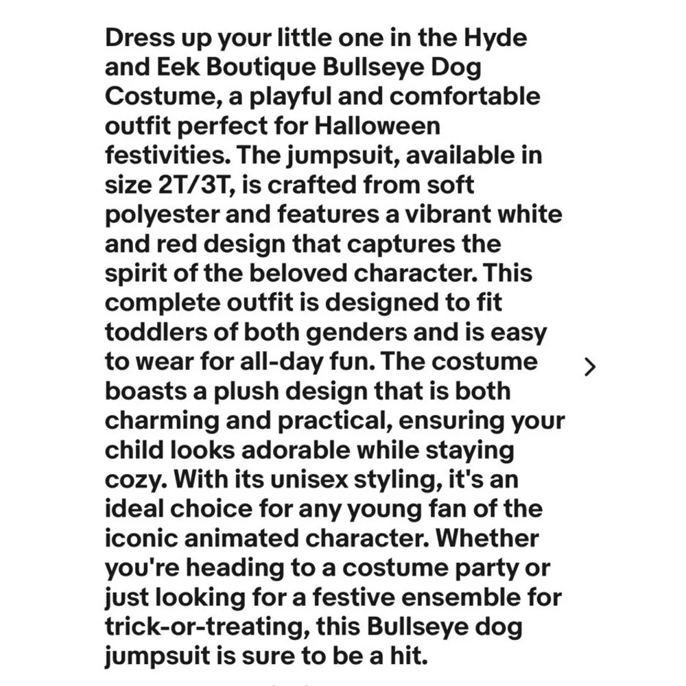 Toddler Hyde & EEK Target BULLSEYE Dog Halloween Costume Jumpsuit Size 2T-3T NWT